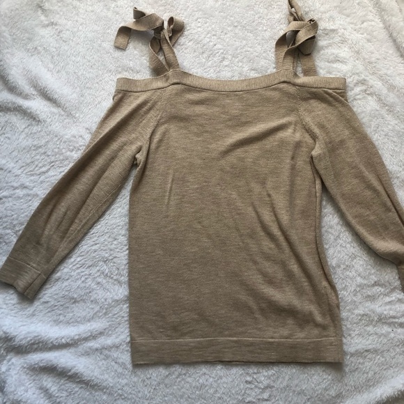 J. Crew Tan Cold Shoulder Tie Shoulder Sweater - Picture 2 of 12